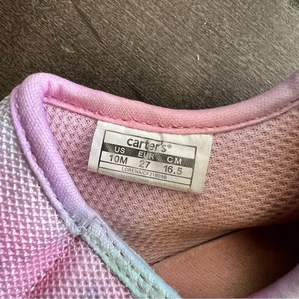 Carter’s Lorena Sneakers Pink Purple Ombré Slip on Pull On Toddler Girls 10